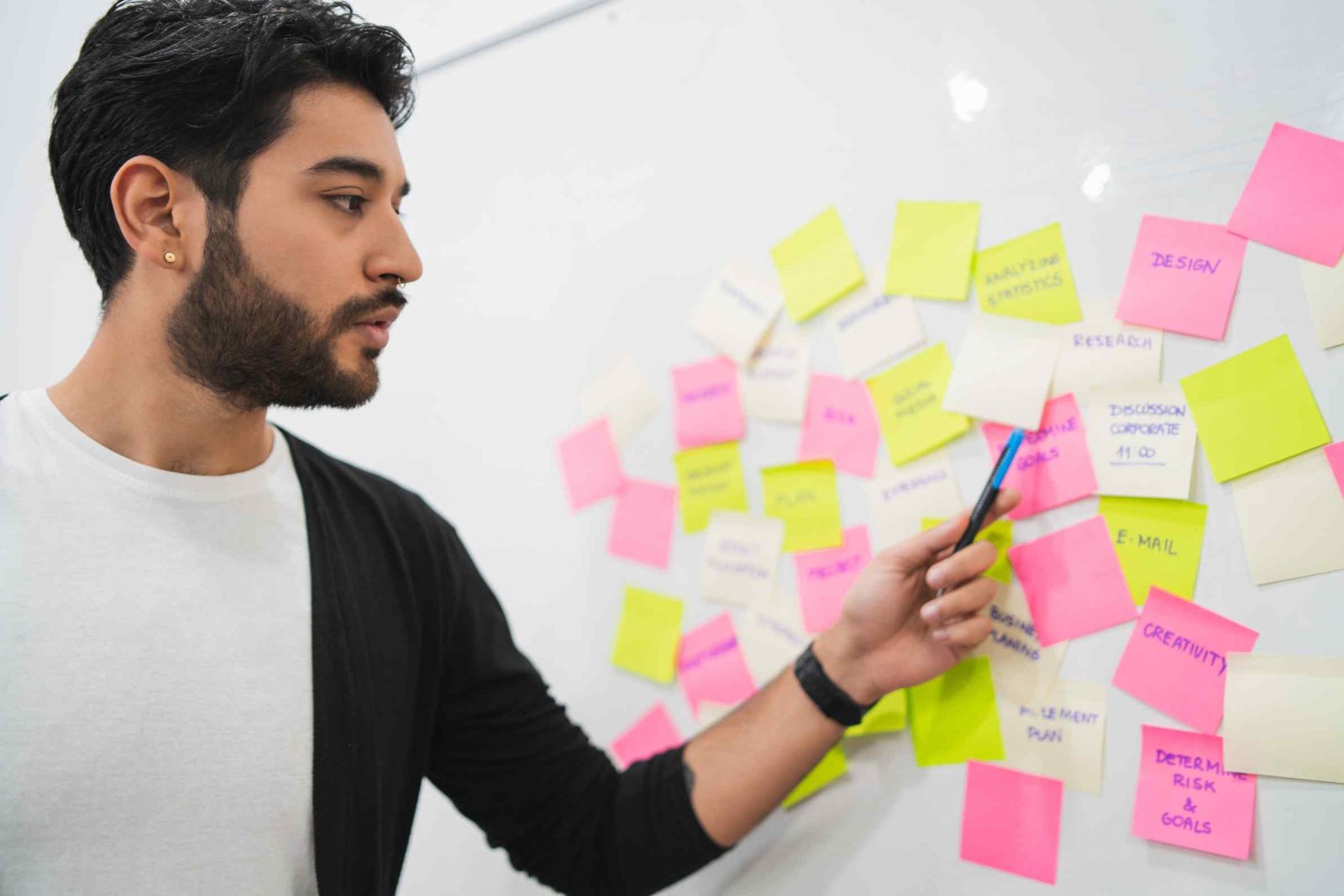 Creative People Meeting At Office And Use Post It PYK7H59